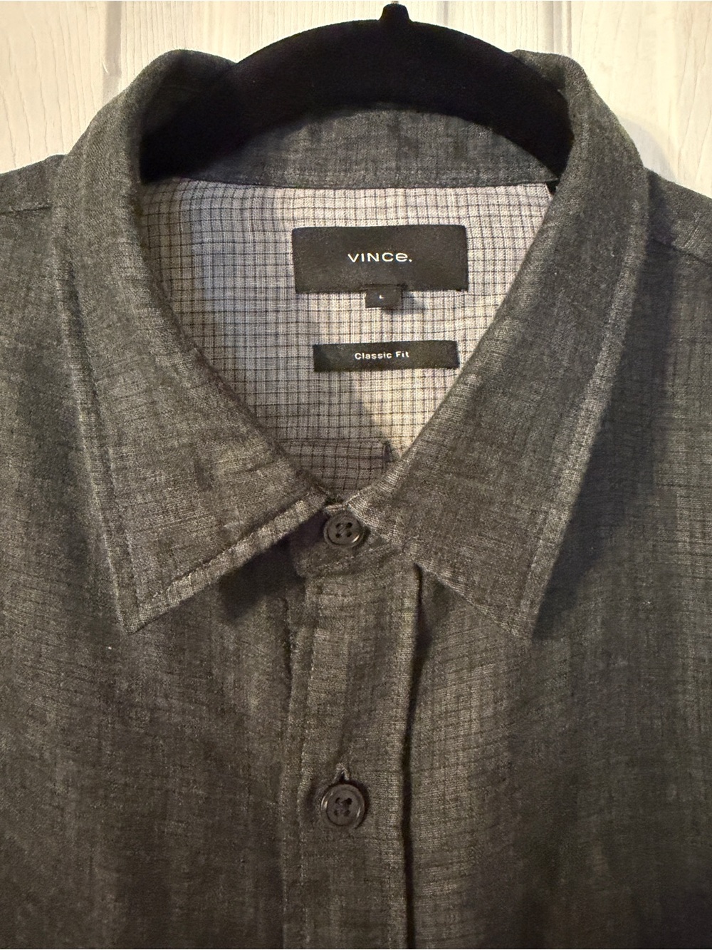 Vince Men's Charcoal Gray Button-Down Shirt
